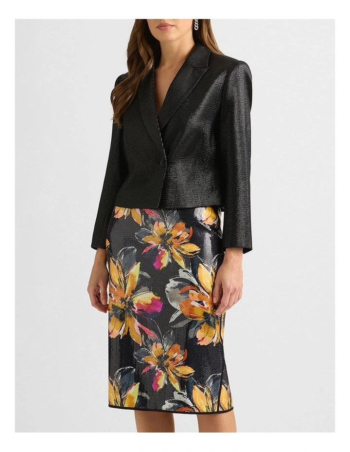 Azalea Shimmer Crop Jacket in Black image 1