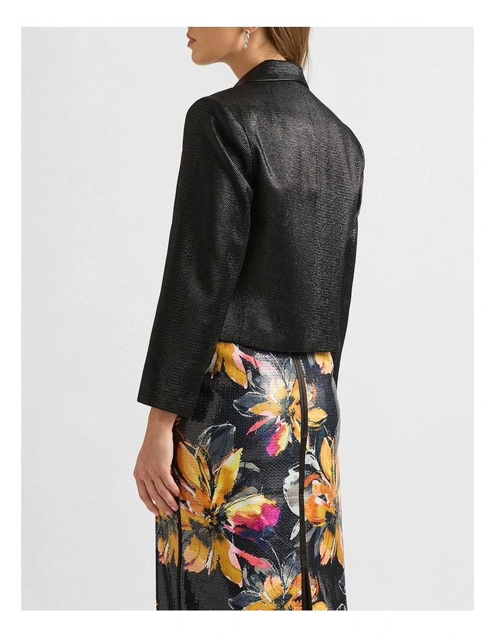 Azalea Shimmer Crop Jacket in Black image 3