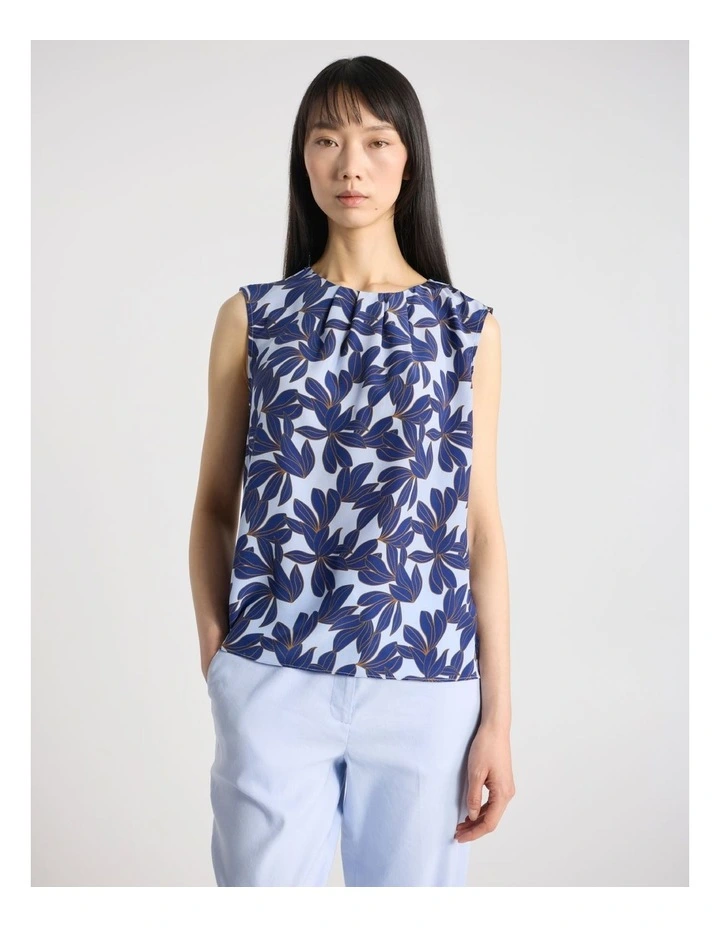 Waterlily Silk Top in Blue Multi image 1