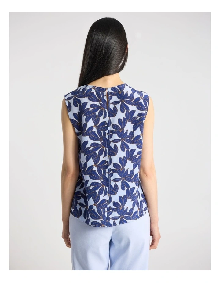 Waterlily Silk Top in Blue Multi image 3