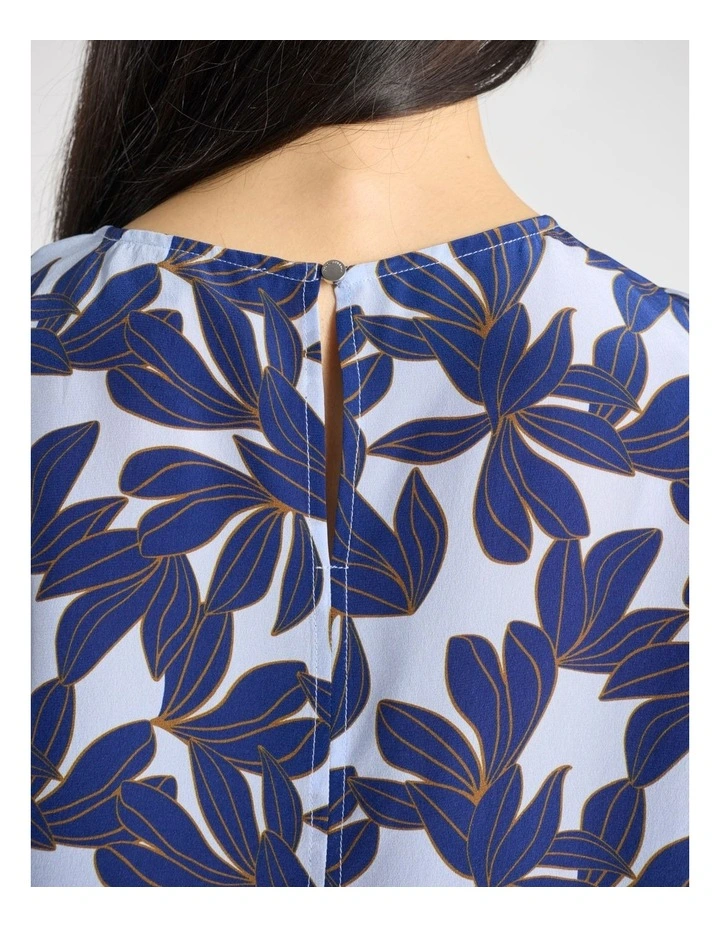 Waterlily Silk Top in Blue Multi image 4