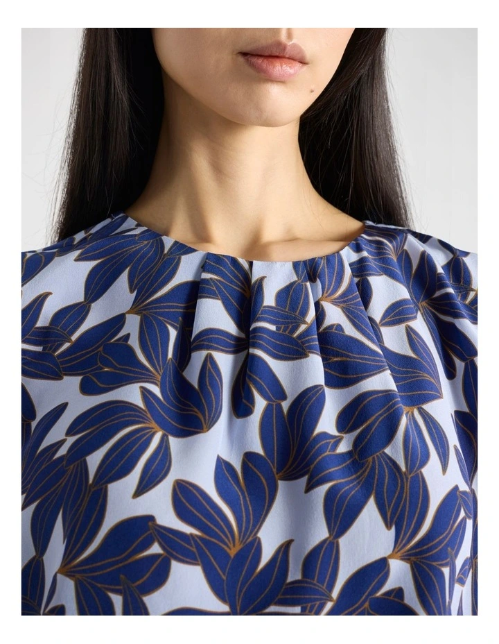 Waterlily Silk Top in Blue Multi image 5
