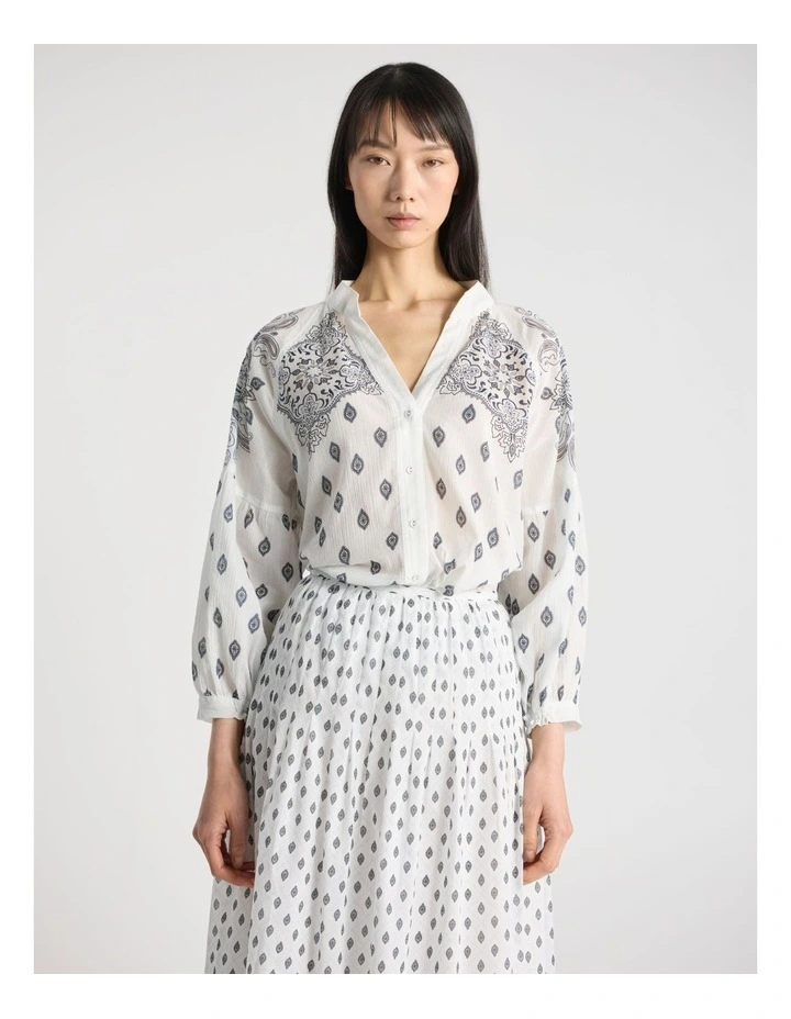 Aggie Cotton Blouse in Ivory Multi image 1