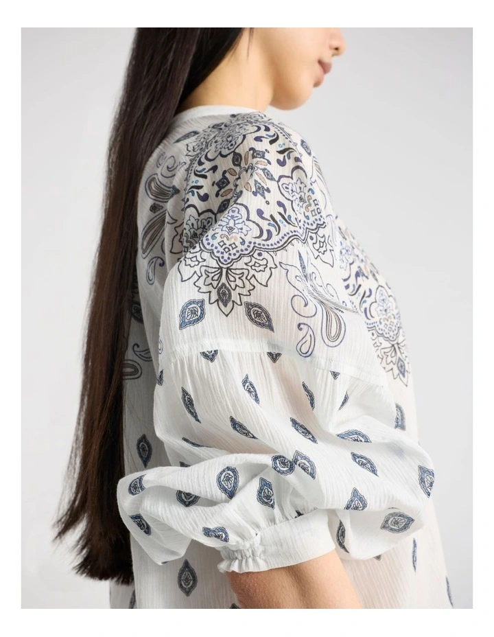 Aggie Cotton Blouse in Ivory Multi image 4