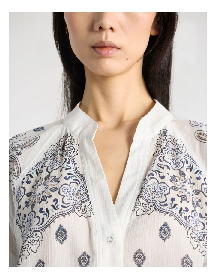 Aggie Cotton Blouse in Ivory Multi image 5