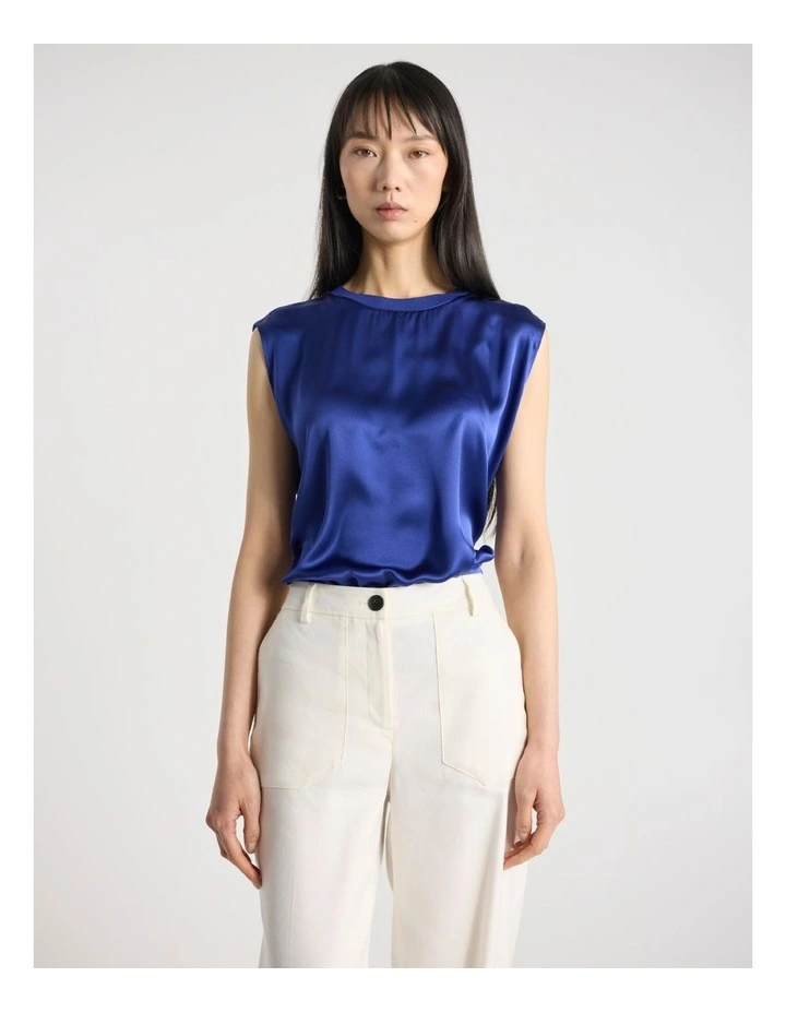 Staria Silk Mix Top in Sapphire Blue image 1