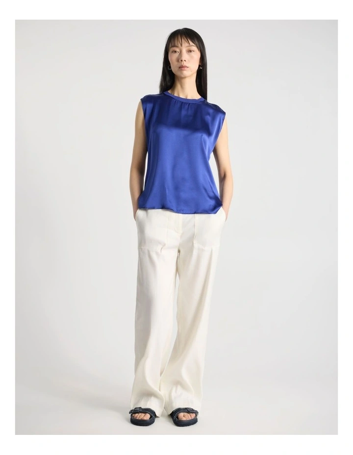Staria Silk Mix Top in Sapphire Blue image 2
