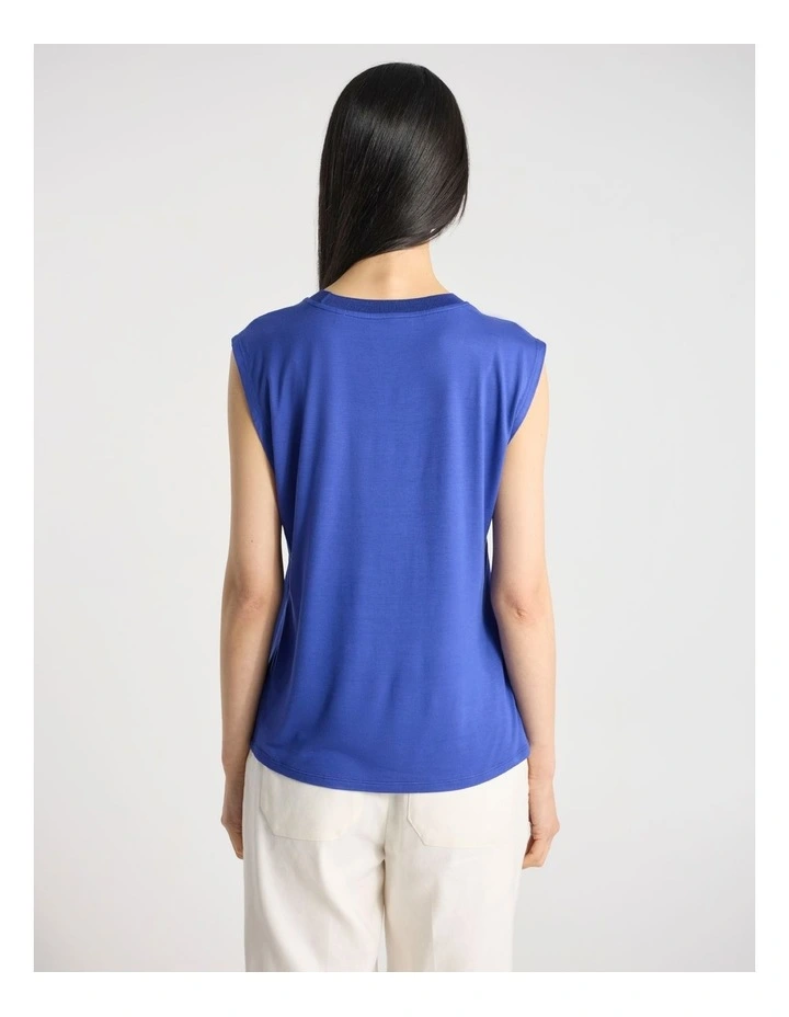 Staria Silk Mix Top in Sapphire Blue image 3