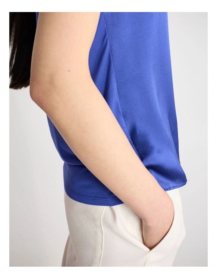 Staria Silk Mix Top in Sapphire Blue image 5