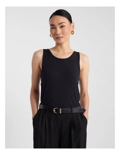 Betsy Two-Way Bamboo Tank in Black