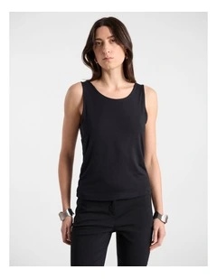 Betsy Two-Way Bamboo Tank in Black