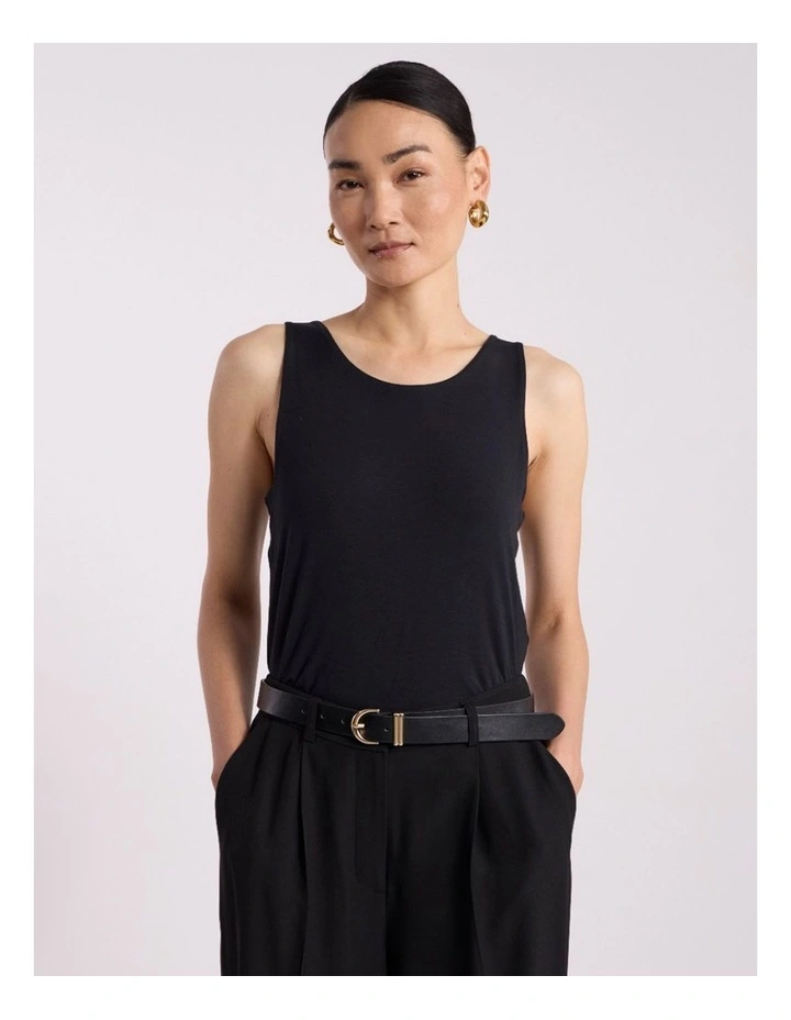 Betsy Two-Way Bamboo Tank in Black image 2