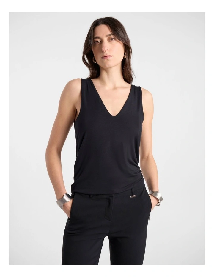 Betsy Two-Way Bamboo Tank in Black image 3