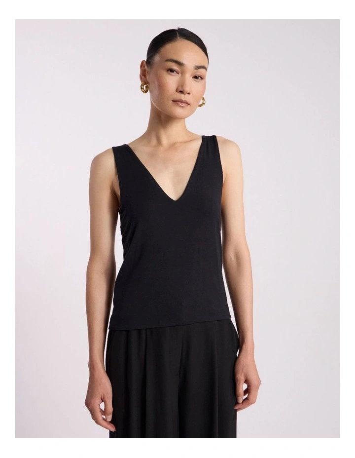 Betsy Two-Way Bamboo Tank in Black image 3