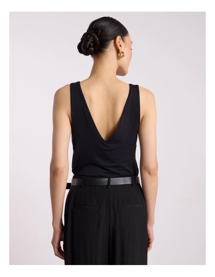 Betsy Two-Way Bamboo Tank in Black image 4