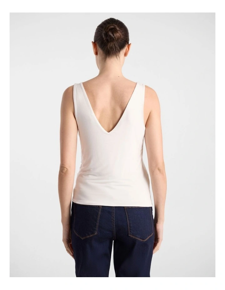 Betsy Two-Way Bamboo Tank in White image 4