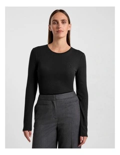 Lorelai Long Sleeve Babywool Top in Black