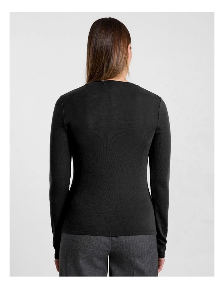 Lorelai Long Sleeve Babywool Top in Black image 3