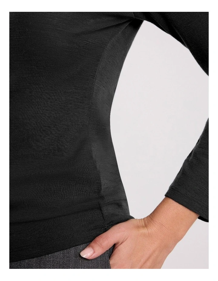 Lorelai Long Sleeve Babywool Top in Black image 3