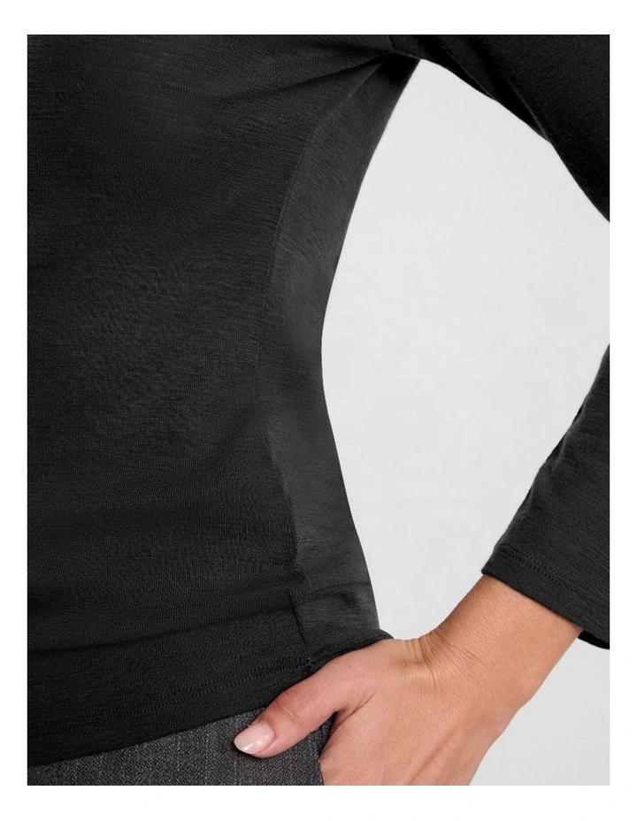 Lorelai Long Sleeve Babywool Top in Black image 4