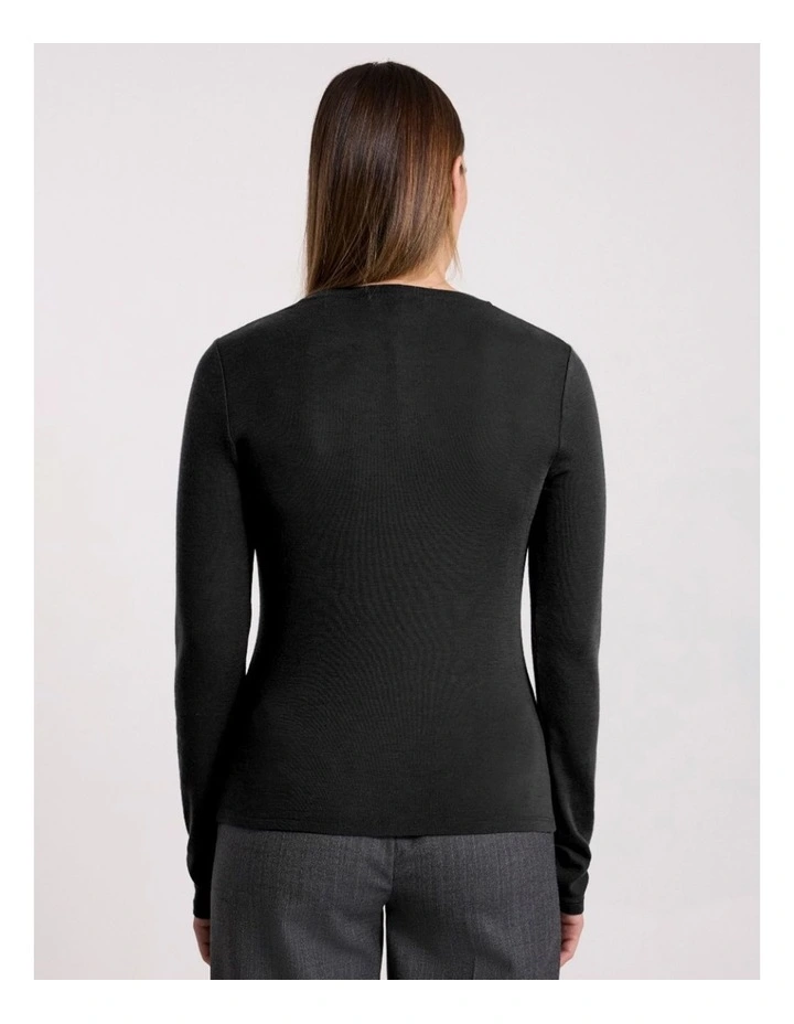 Lorelai Long Sleeve Babywool Top in Black image 4