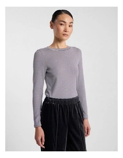 Margie Stripe Top in Charcoal Stripe