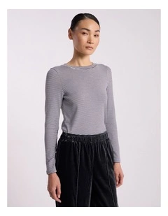 Margie Stripe Top in Charcoal Stripe