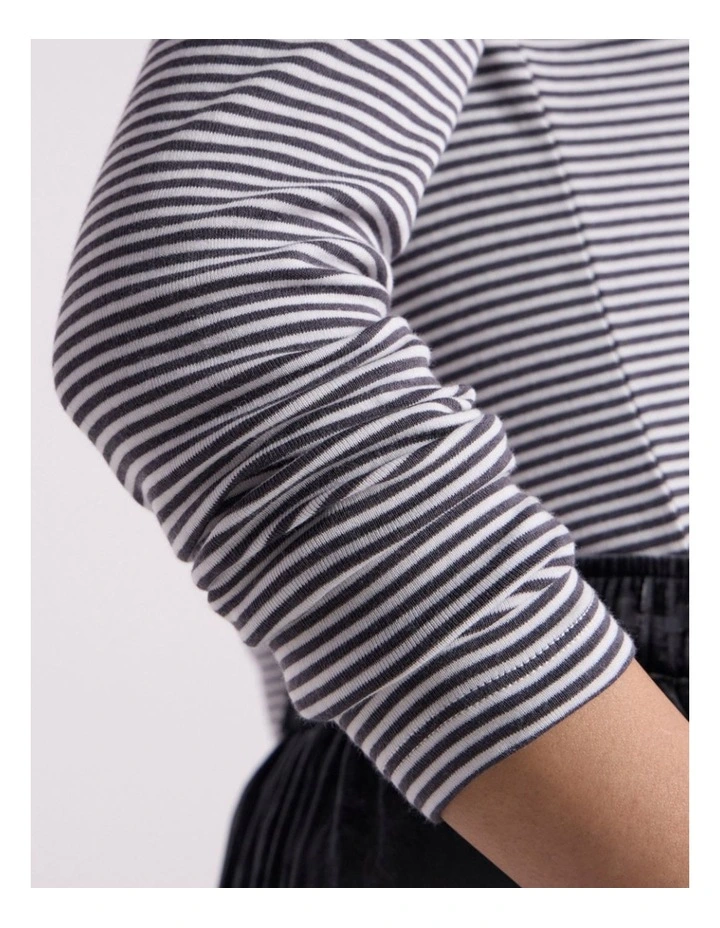 Margie Stripe Top in Charcoal Stripe image 6