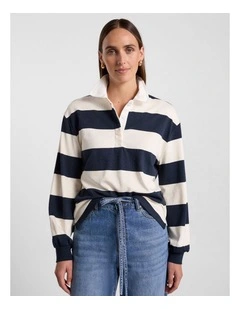 Aria Rugby Top in Navy Stripe