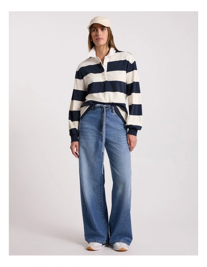 Aria Rugby Top in Navy Stripe image 1