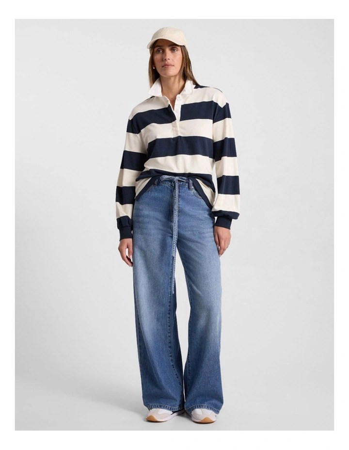 Aria Rugby Top in Navy Stripe image 2