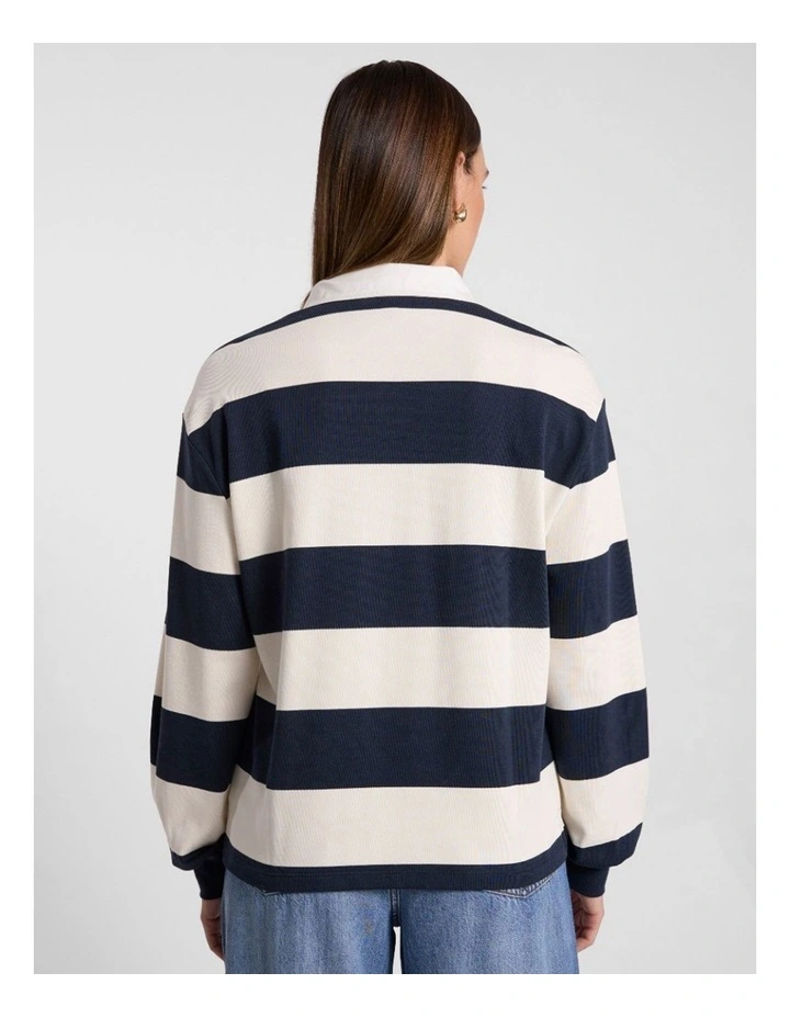 Aria Rugby Top in Navy Stripe image 3
