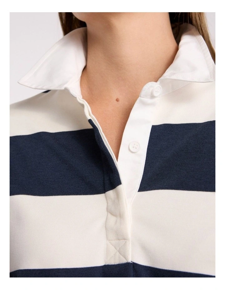 Aria Rugby Top in Navy Stripe image 3