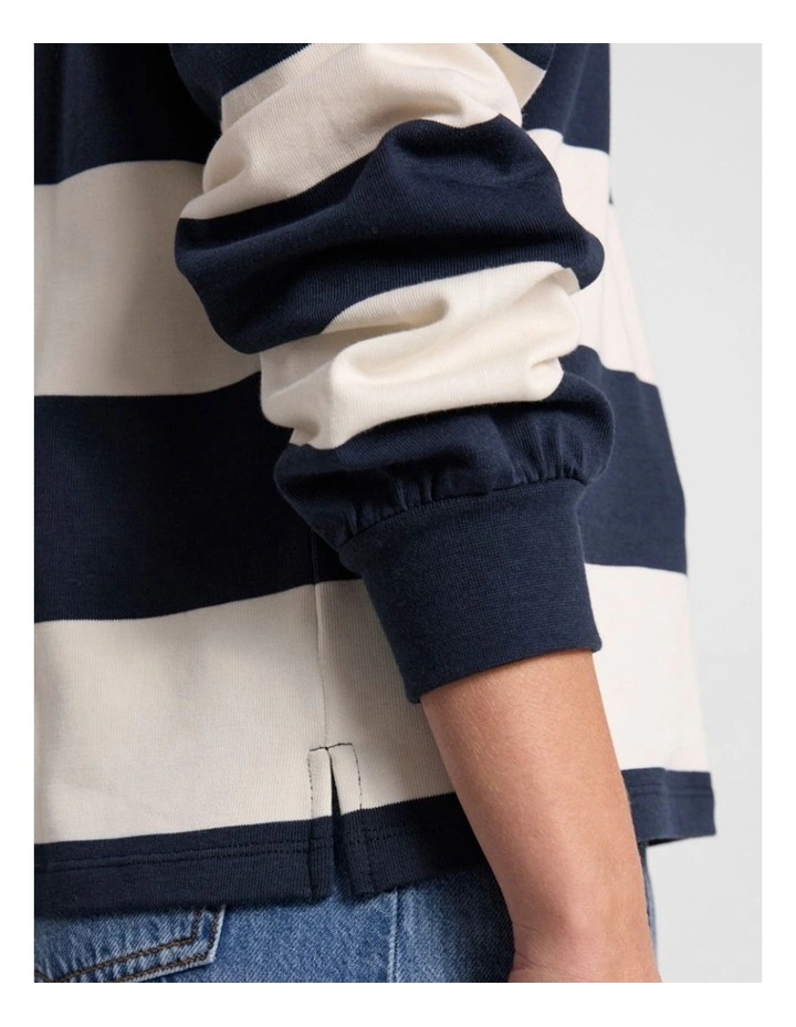 Aria Rugby Top in Navy Stripe image 5