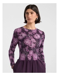Garnet Jersey Top in Eggplant Multi