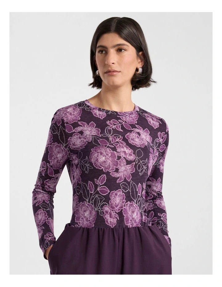 Garnet Jersey Top in Eggplant Multi image 1