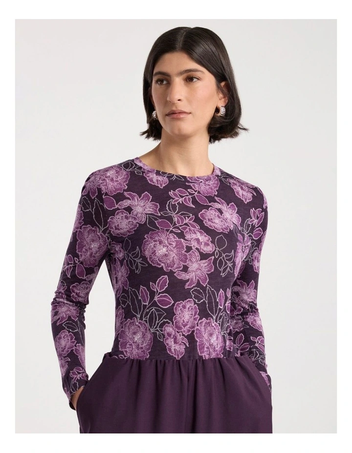 Garnet Jersey Top in Eggplant Multi image 2