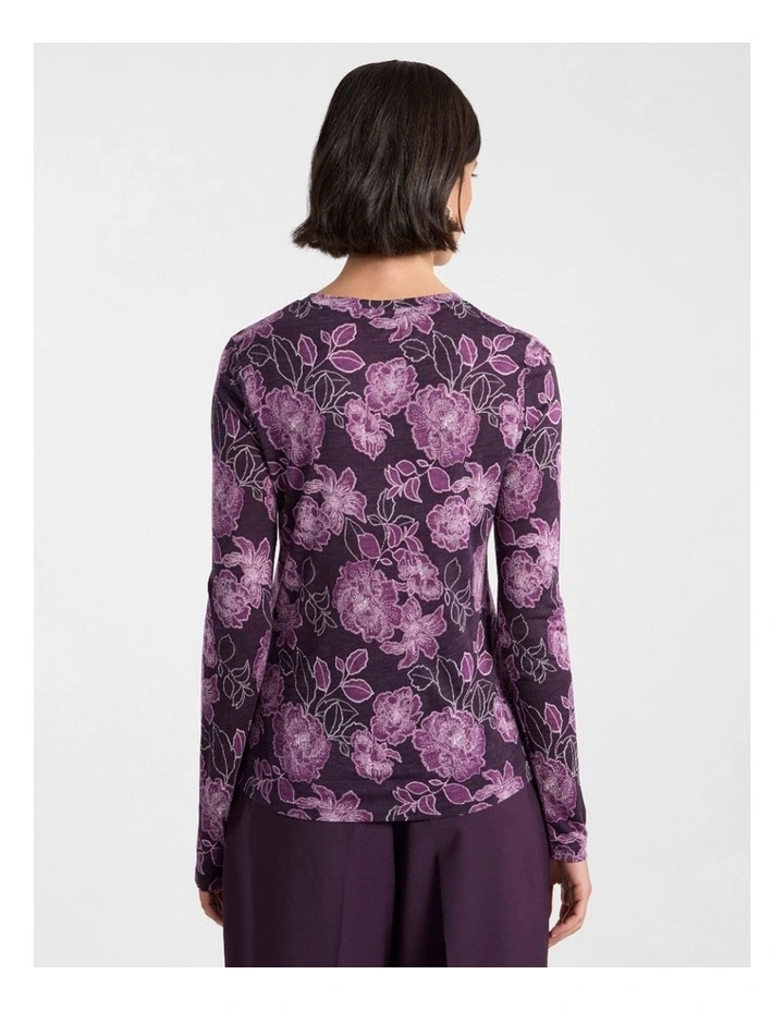 Garnet Jersey Top in Eggplant Multi image 3