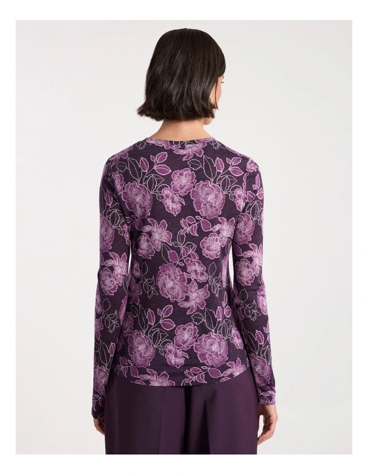 Garnet Jersey Top in Eggplant Multi image 4