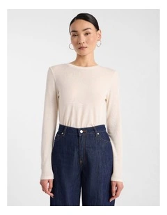 Lorelai Long Sleeve Babywool Top in Ivory
