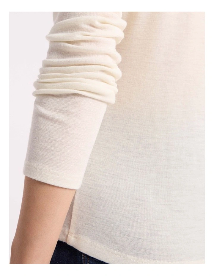 Lorelai Long Sleeve Babywool Top in Ivory image 2