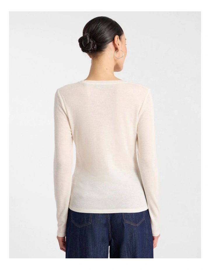 Lorelai Long Sleeve Babywool Top in Ivory image 3
