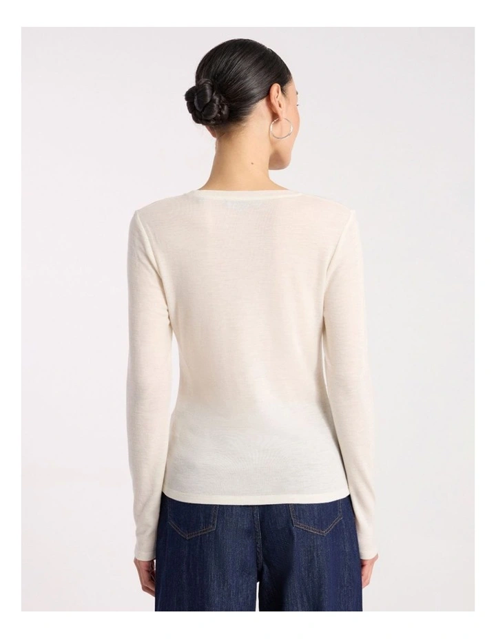 Lorelai Long Sleeve Babywool Top in Ivory image 3