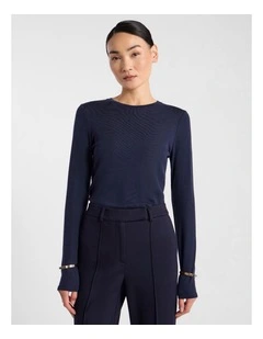 Lorelai Long Sleeve Babywool Top in Midnight