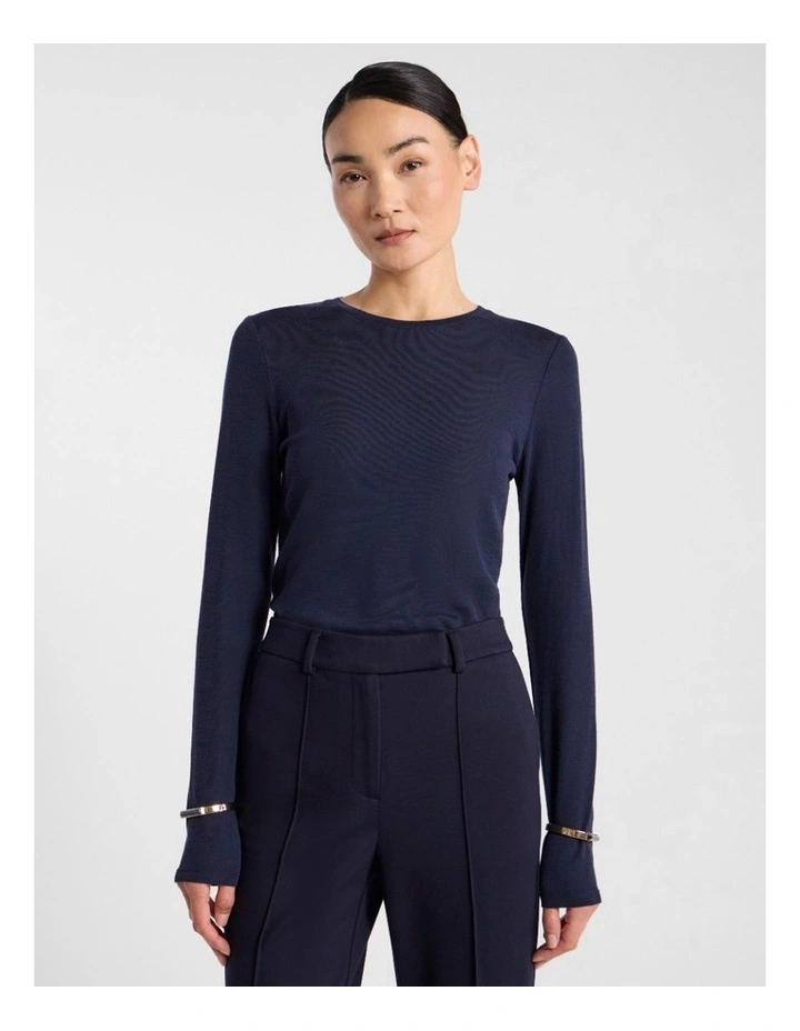 Lorelai Long Sleeve Babywool Top in Midnight image 1