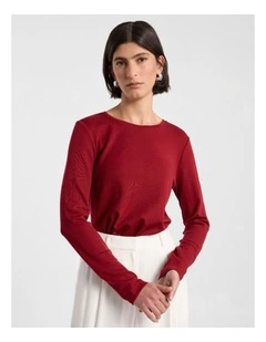 Lorelai Long Sleeve Babywool Top in Scarlet