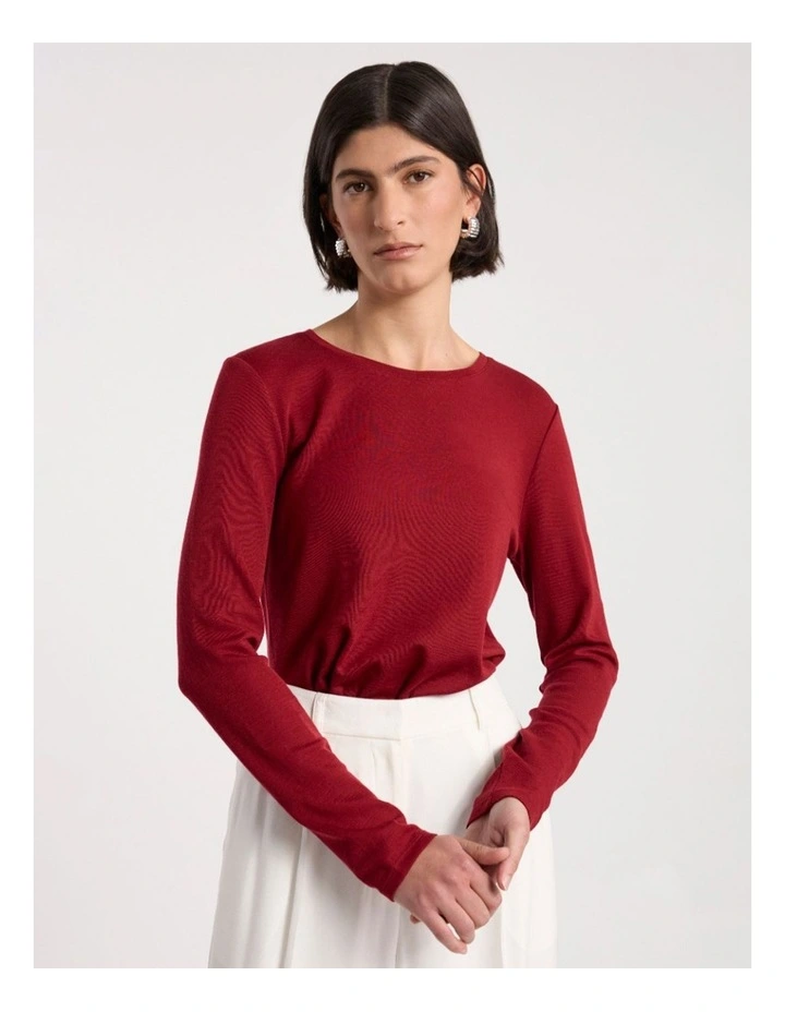 Lorelai Long Sleeve Babywool Top in Scarlet image 2
