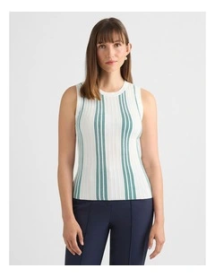 Devereaux Knit Tank in Teal Stripe