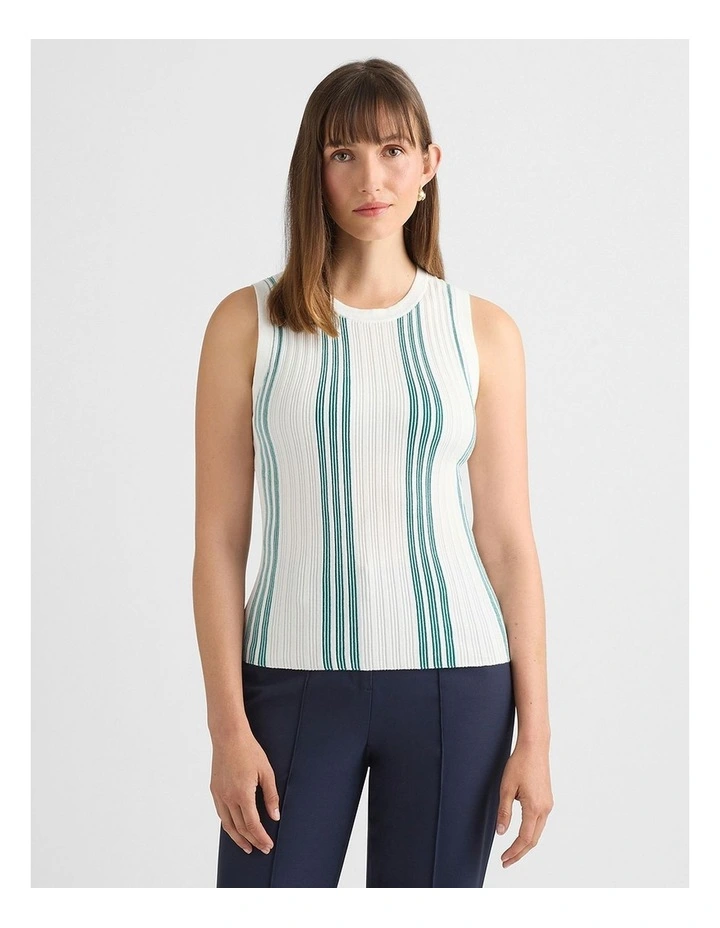 Devereaux Knit Tank in Teal Stripe image 1