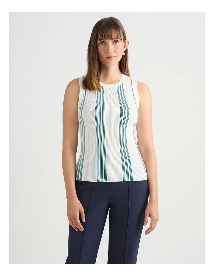 Devereaux Knit Tank in Teal Stripe image 2